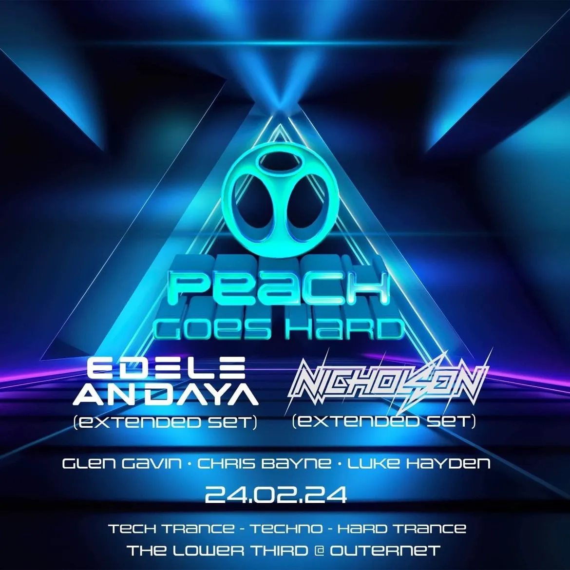 Peach Goes Hard event flyer featuring Nicholson and Edele Andaya